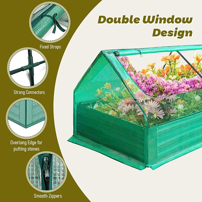 3-in-1 Raised Garden Bed Greenhouse Combo 6x3ft Portable Cold Frame &amp Elevated Planter Double Window Lid with Zipper for Easy Access Perfect for Patio Backyard Balcony