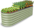 8 X 2 X 1.4 Ft Galvanized Raised Garden BedSturdy and Easy to Assemble Oval Raised Planter Beds Outdoor for Vegetables Gardening Flowers Fruits（Light Green）