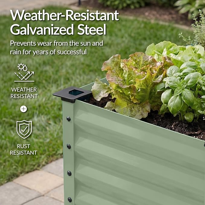 Best Choice Products 48x24x30in Galvanized Raised Garden Bed Metal Elevated Planter Box Vegetable Garden for Backyard Patio Balcony - Sage Green