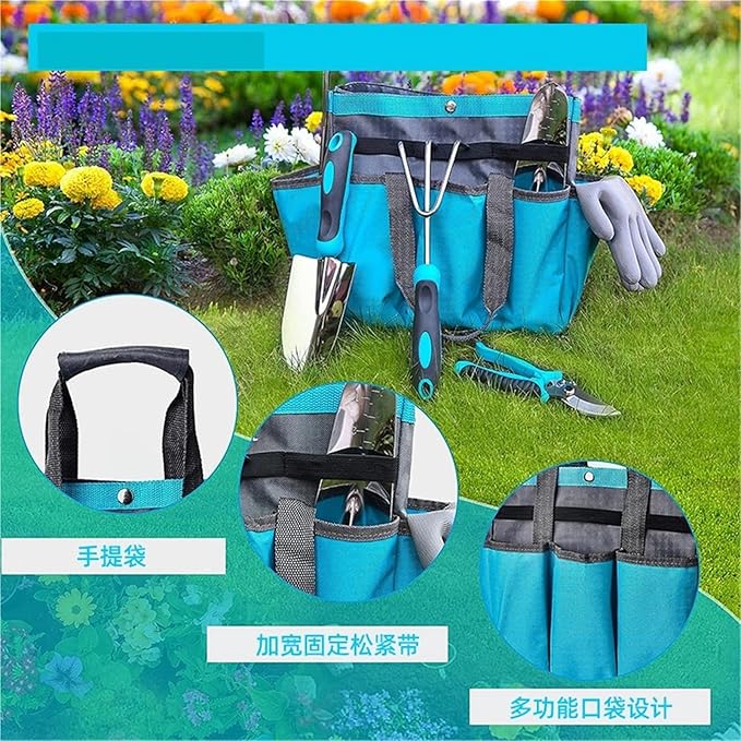 Garden Tool Set 7 Pieces Heavy Duty Stainless Steel Hand Tools with Storage Bag Gloves Large Shovel transplanting Spade Rooter Pruning Knife