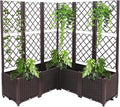 5 PCS Plastic Plant Sturdy Raised Garden Bed with Trellis 56 H Horticulture Outdoor Raised Box Privacy Screen for Patio Balcony Garden Planter Box for Backyard Patio (Brown)