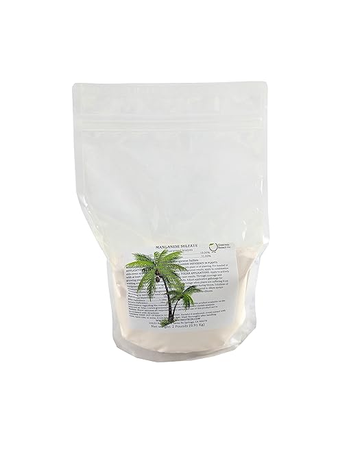Greenway Biotech Inc. Manganese Sulfate Monohydrate Fertilizer- 100% Water Soluble Contains 31% Manganese Ideal for Hydroponics &amp Aeroponics Agriculture- Palm Tree Plant Fertilizer (2 Pounds)