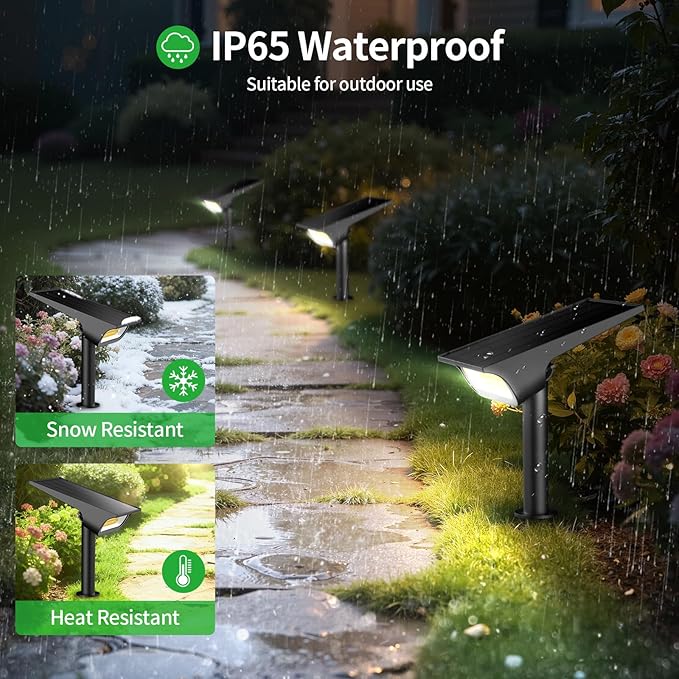 Solar Light Outdoor Waterproof IP65 56 LED 3 Color Modes Solar Spot Lights Outdoor Solar Powered Garden Lights for Outside Landscape Pathway Yard House Patio Garage Driveway Tree 2Pack
