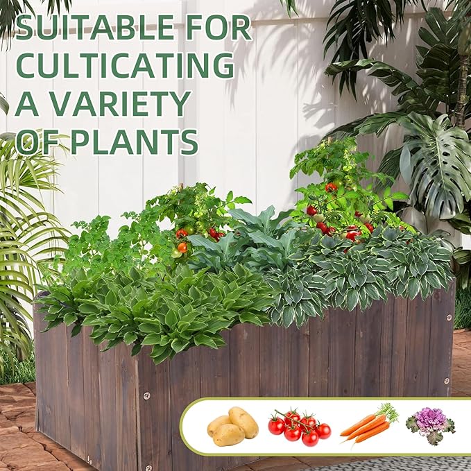 32 x 16 x 12 Outdoor Wooden Garden Bed Wooden Planter Box Garden Planters Boxes for Vegetables/Garden/Lawn/PatioAcorn Brown