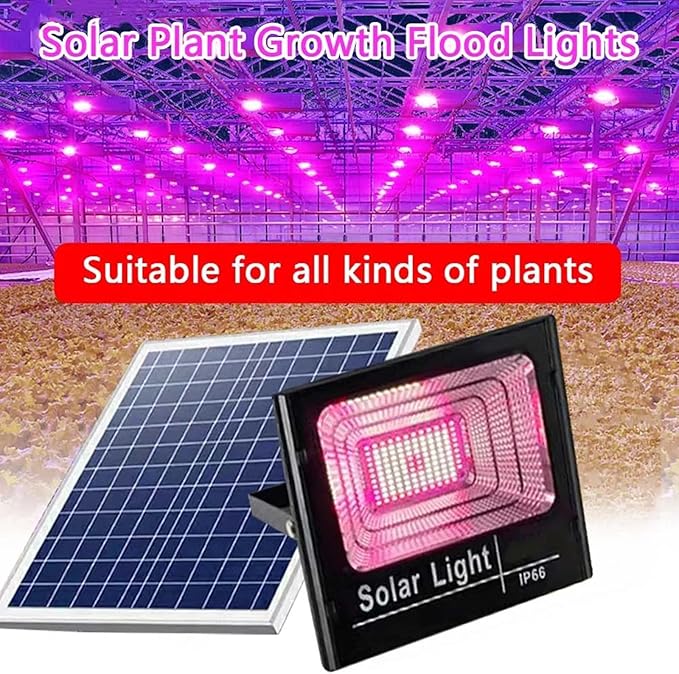 Solar LED Grow Lights Rechargeable Full Spectrum Floodlight Plant Growing Light Waterproof Phytolamp for Indoor Outdoor Plants Flower Seedlin with Remote Control and USB Charging35W