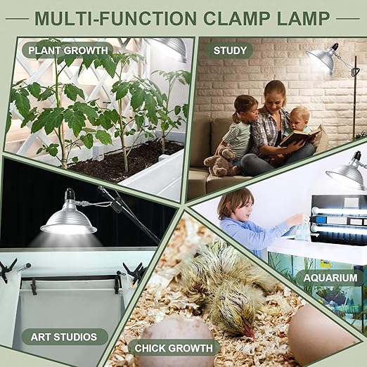 Macarrie 8 Pack Clamp Lamp Light with Aluminum Reflector 6ft SPT-2 18awg Cord and Adjustable Stand Fixture up to 150 Watt E26 Socket No Bulb(8.5 Inch)