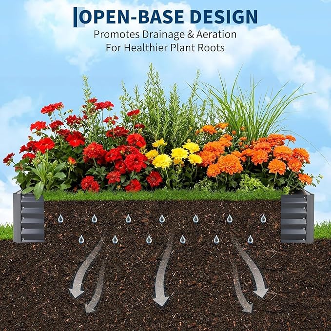 Raised Garden Bed with Cover 8x4x1 Ft Outdoor Galvanized Metal Planter Box with 2 Screen Windows Mini Greenhouse for Vegetables and Flowers Clear Top Cover