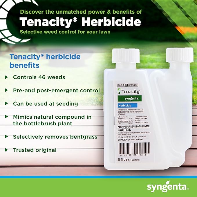 Syngenta Tenacity Herbicide - Pre-Emergent and Post-Emergent Weed Control 8-oz. Liquid Weed Killer for Lawns and Turf Grasses Active Ingredient Mesotrione Herbicide (Pack of 2)
