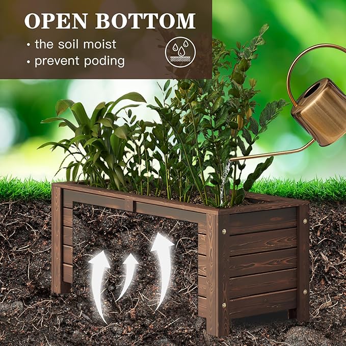 Wood Garden Bed Planter Garden Boxes Outdoor Planter Box Wood Container Gardening Planter Raised Beds for Growing Flowers/Vegetables/Fruits in Backyard (47.24inx 19.68inx 19.68in)