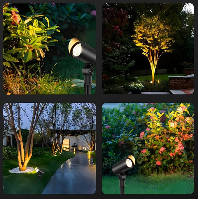 Landscape Spotlight Outdoor 30W Ultra Bright LED Spot Lights Outdoor 120V Waterproof Spot Lights Warm White Landscape Lighting with 5FT Cord with Plug for Flag Pole Tree Yard Garden (4Pack)