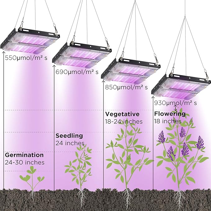 ECRU Grow Light for Indoor Plant 400W (Pack of 2 x 200W) LED Plant Light Panel with Red &amp Blue Bulbs for Seedling Vegetation and Flowering