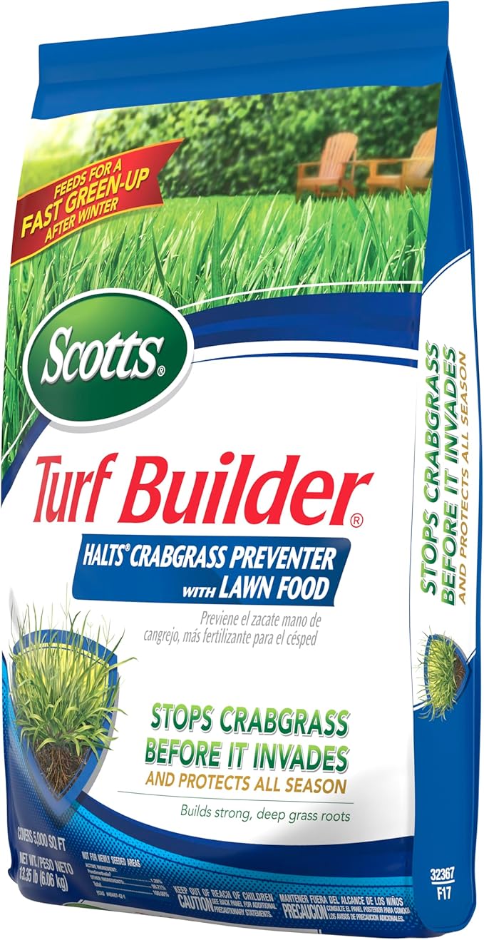 Scotts Turf Builder Halts Crabgrass Preventer with Lawn Food - Pre-Emergent Weed Killer Lawn Fertilizer 5000 sq. ft. 13.35 lbs. (2-Pack)