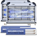 LiBa Electric Bug Zapper (2-Pack) Indoor Insect Killer - (4) Extra Replacement Bulbs - Fly Mosquito Killer and Repellent - Lightweight Powerful 2800V Grid Easy-to-Clean Removable Washable Tray.