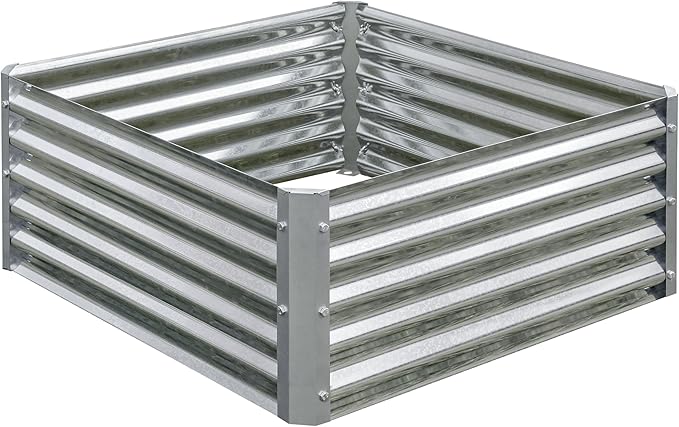 Arrow Sheds GrowIT Galvanized Steel Raised Flower and Plant Bed for The Garden or Greenhouse 36 x 36 x 17