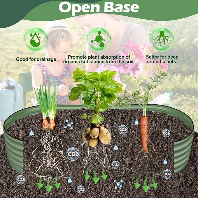 Olive Green 4x2x0.9ft Raised Garden Bed Deep Metal Garden Bed Large Galvanized Raised Garden Beds Outdoor Raised Planter Box Kit for Vegetables Flowers Fruits