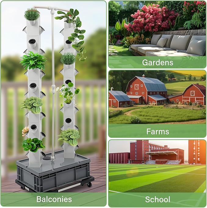 Vertical Hydroponic Grow TowerPlant Germination KitIndoor Garden Hydroponics Growing System56 Plantsfor Gardening Lover