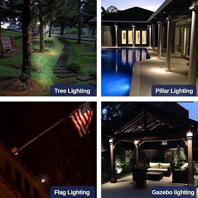 Gardenreet Outdoor 12V Brass Spot Downlights Low Voltage LED Landscape Down Lights for Tree Garden Yard Architectural Without Bulb(8 Pack)