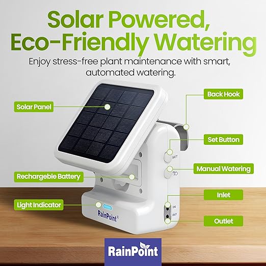 BALDR Automatic Solar Plant Watering System - WiFi Solar Drip System &amp App-Controlled Water Pump with Timer - Indoor Solar Power Irrigation System Smart Scheduling for House Plants While You are A