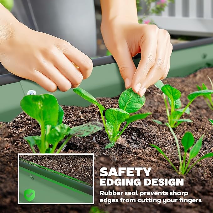 Outsunny 2PCS Galvanized Raised Garden Bed 7' x 3' x 1' Raised Beds for Gardening with Plant Support Stakes Rubber Strap Edging and Gloves Metal Planter Box for Vegetables Flowers Green