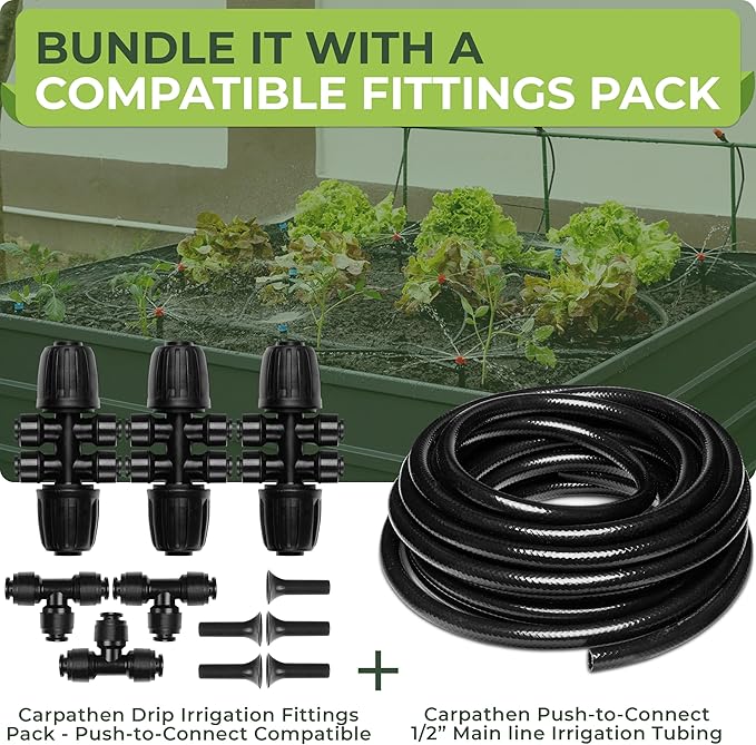 Carpathen 50 FT 1/2 Irrigation Tubing Mainline - Drip Irrigation Tubing Perfect for Push-To-Connect Garden Irrigation System or as Blank Distribution Hose for Any Gardening Project