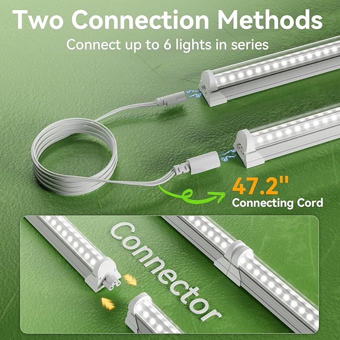 4FT Grow Lights for Indoor PlantsT8 5000K Full Spectrum Plant Light270W(6 x 45W) LED Grow Light Strips with Timer Aluminum Reflector LinkablePlant Growing Lamp Fixture for Greenhouse Indoor 6pcs