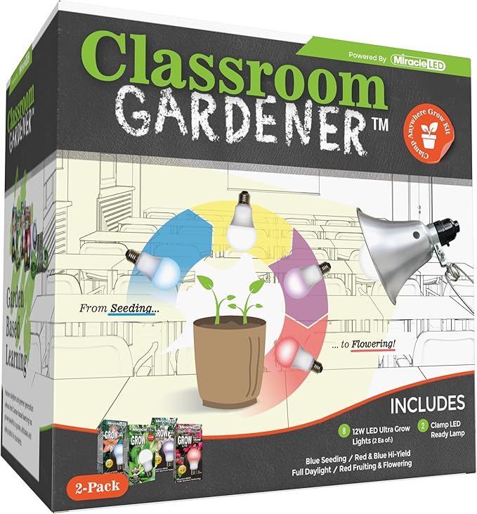 Miracle LED Classroom Gardener Clamp-on LED Grow Light Kit with Sproutmatic Timer Controls 2-Pack (Count of 1)