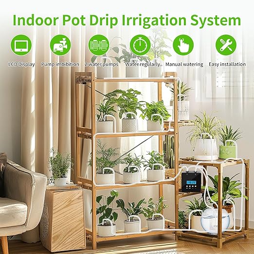 Plant Watering Devices 20 Potted Indoor Houseplants Support Plant Watering Devices Auto Drip Irrigation Kit Programmable Water Timer