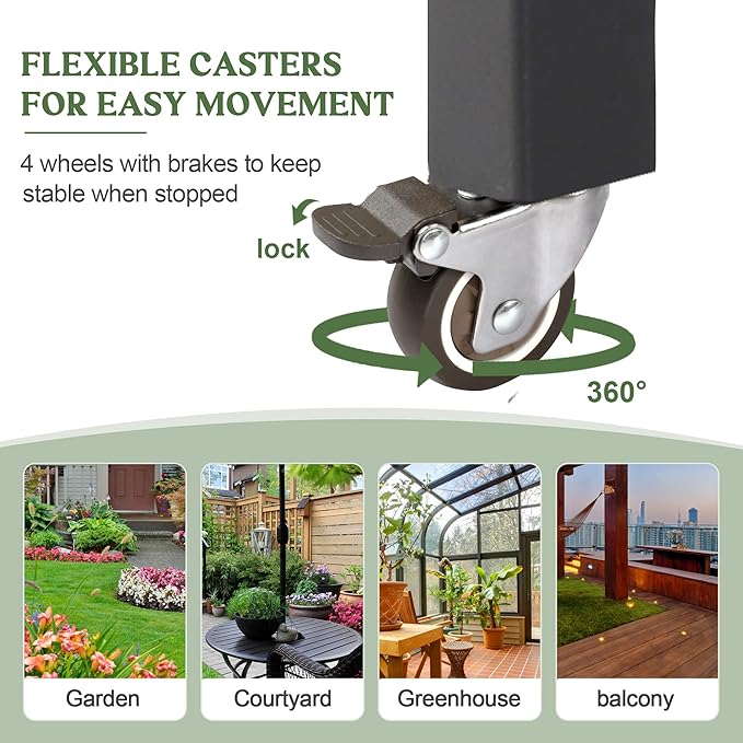 Wood Rectangular Garden Planter Box with Wheel Raised Garden Bed OutdoorPlanters for Outdoor Plants 37 * 13 * 15 Elevated Planter Box for Herbs Vegetables Flowers Outdoor Patio Deck Balcony