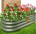 Olive Green 4x2x0.9ft Raised Garden Bed Deep Metal Garden Bed Large Galvanized Raised Garden Beds Outdoor Raised Planter Box Kit for Vegetables Flowers Fruits