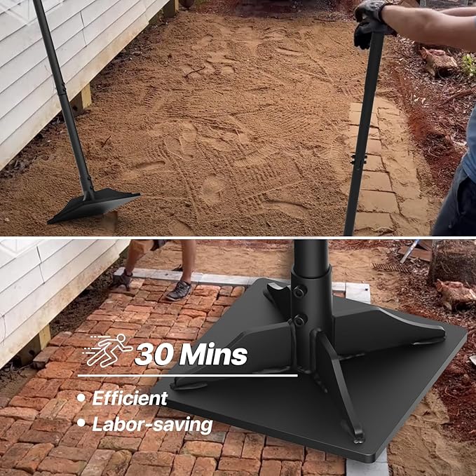 Steel Tamper Tool 49 inch Hand Tamper with Heavy Duty 8x8 Metal Tamper Head Long Handle Garden Tamper Tool for Dirt Landscaping Soil Ground Sand Black