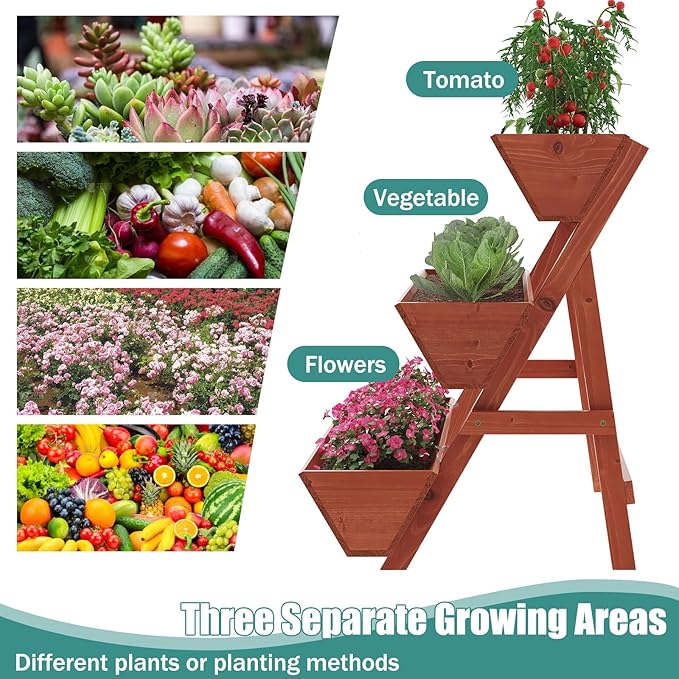 Raised Garden Bed 3 Tier Vertical Garden Planter for Indoor &amp Outdoor Raised Planter Box with Legs Garden Planter Box for Flowers/Vegetables/Plants