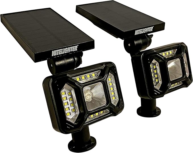 Outdoor Solar Powered Lights for Yard - Outdoor Adjustable Waterproof Landscape Uplighting for Flag Tree Plant Statue Installs on Ground or Wall 2-Modes of Lightning 2-Pack