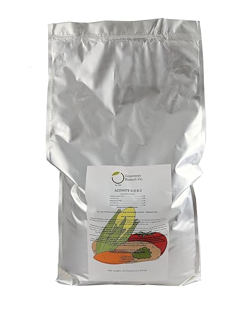 Greenway Biotech Inc. Azomite Rock Dust Volcanic Ash Organic Fertilizer with Micronutrient &amp Trace Minerals- Natural Mineral Soluble Plant Fertilizers for Enhances &amp Increases Crop Yield (25