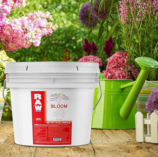 RAW All in One Bloom 3-12-12 Water-Soluble Fertilizer for Strong Bloom Performance 10lbs