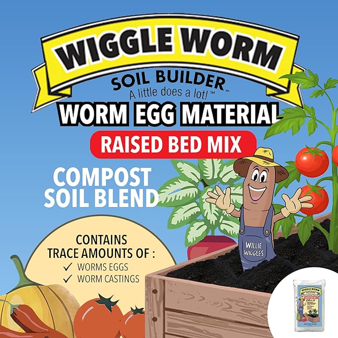 Combo Package - 4 Total 40-Pound Bags – Egg Material Raised Bed Soil Mix (3 Count) and Pure Worm Castings Plus Worm Egg Material Fertilizer and Amendment (1 Count)