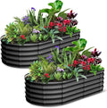 8x2x1FT Galvanized Raised Garden Beds Large Raised Beds for Gardening Above Ground Garden Bed Outdoor Metal Planter Boxes Outdoor for Vegetables Flowers Fruits Dark Grey
