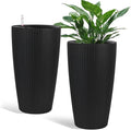 IndoorOutdoor The Appearance is Made of Rattan Planter22.5 inch Black Plastic Large Plant Pot with Automatic Watering System for Home and G (Black 22.5 inch 2 Pack)