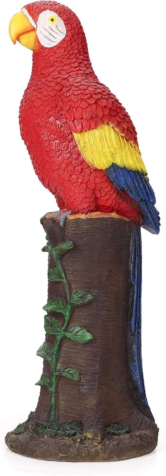 Techko Decorative Red Parrot Outdoor Garden Statue Waterproof Solar LED Spotlight Tropical Tiki Decor