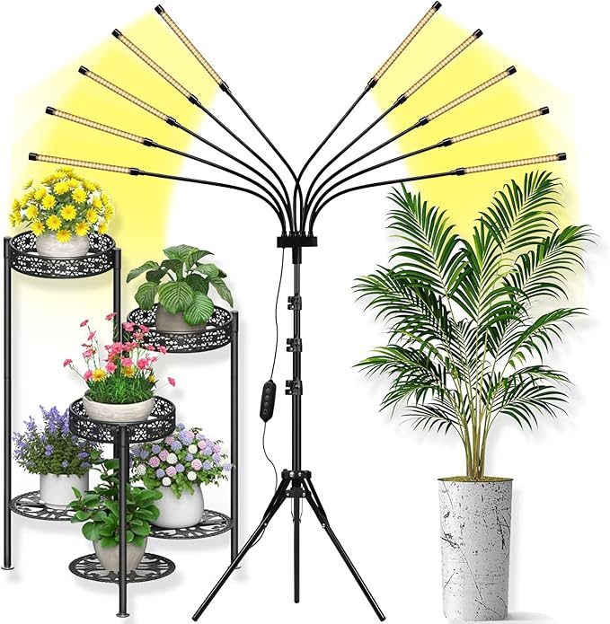 LED Grow Lights for Indoor Plants [ ] Full Spectrum Grow Light 8 in1 Auto On/Off Timing 4/8/12H Plant Lights for Indoor Growing (Sunlike)
