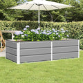 Steel Raised Planter Box 62.99 x 31.50 x 17.72 in Light Grey Large Outdoor Elevated Garden Bed for Patio Balcony Deck