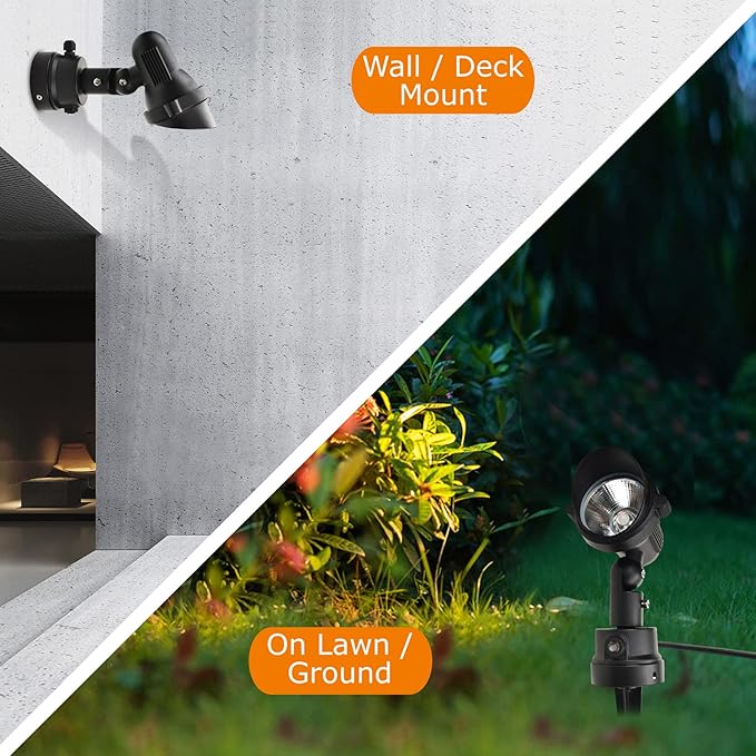 GBS9912 Outdoor LED Spotlight with Photocell Sensor 120V 12W 5000K Daylight White Photocell Enabled 3 FT Cord with Plug in Outdoor Lighting Black