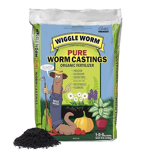 100% Pure Organic Mineral-Dense Worm Castings Fertilizer 30lbs - Improves Soil Fertility and Aeration for Growing Better Houseplants Vegetables and More
