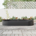 Outdoor Raised Garden Bed for Plants Vegetables and Flowers Oval Large Metal Raised Bed Kit Durable Galvanized Planter Boxes for Garden Backyard Easy Assembly (Black 88.99 x 44.68 x 11.42 in)