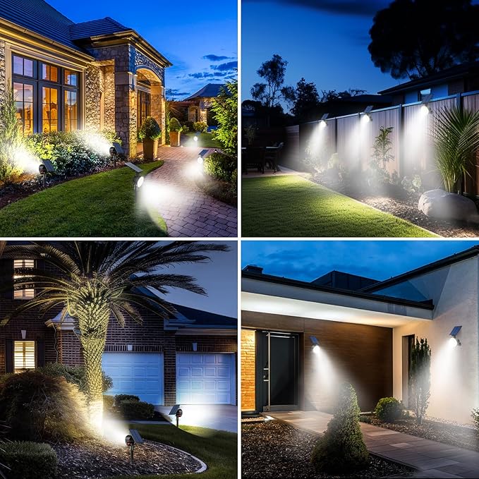 nipify 12 Pack Solar Spot Lights Outdoor Waterproof with 3 Modes Solar Spotlight Light for Outside Yard Landscape Lighting Pathway Lights Wall Cool White
