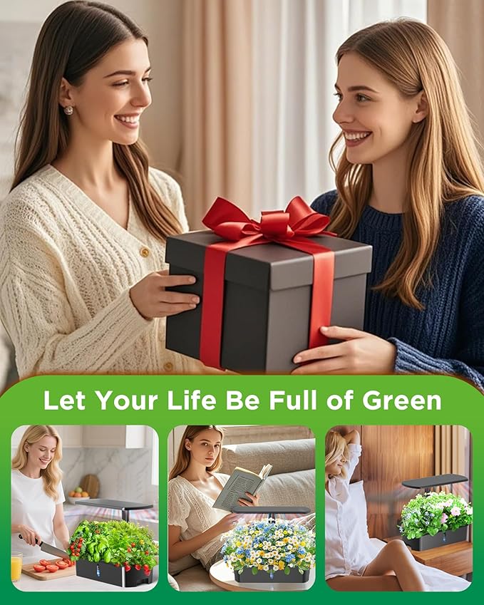 Hydroponics Growing System KitsSmart Indoor Herb Garden with 24W LED Grow Light Planting Height Adjustablewith12 Pods Plant Germination Kitwith Quiet Pump Ideal Gift for All Ages