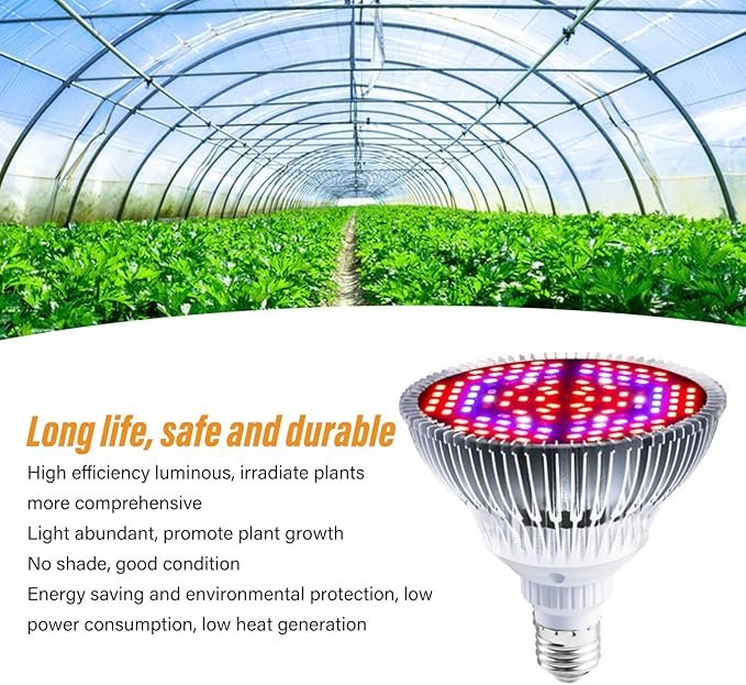 GLOGLOW Energy Saving LED Grow Lamp with Full Spectrum Light Efficient Plant Growth 80W 120 Beads for Indoor Gardening (80W 120 Beads)