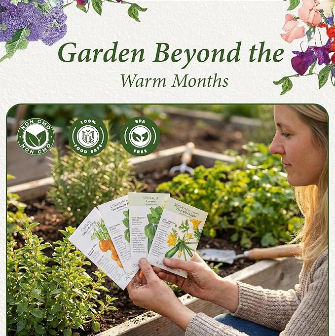 Botanical Interests: Cool Season Garden Seed Bundle - 8 Individual Seed Packets: Non-GMO Frost-Tolerant Vegetable &amp Flower Seeds: Grow Leafy Greens &amp Hardy Crops