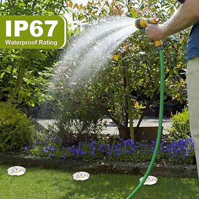 6PCS LED Beam Spotlights - Outdoor Floor Lamp 3W Ground Spotlights COB Mini Landscape Spotlight IP67 Waterproof Outdoor Recessed Spot Light Step Garden Floodlight(Green3W(24V))
