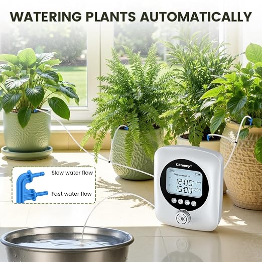 Automatic Plant Waterer for 30 Potted Plants - 98FT Dual Pumps Automatic Watering System Vacation Self Watering Drip Irrigation System &amp Plant Watering Device with Programmable Water Timer