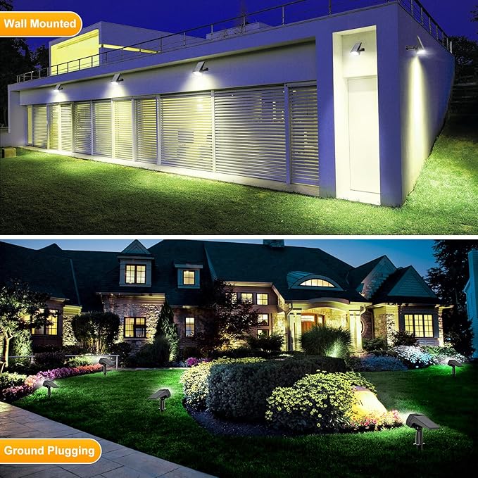Fabrito 72 LEDs Solar Spot Lights Outdoor Waterproof 3 Modes Landscape Spotlights Dusk to Dawn Solar Powered Flood Wall Lights for Outside Solar Garden Lights for Yard Porch 6 Pack (Cool White)